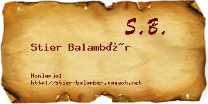 Stier Balambér névjegykártya